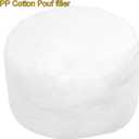 Round Pouf Ottoman Stuffed Velvet Floor Pouf Footrest,Foot Stool, Bean Bag Floor Chair for Bed Room Living Room Accent Seat 20x12inches with Filler Ivory