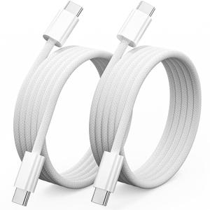 Eettvekd USB C Cable, USB C to USB C Cable 3FT 2 Pack, 60W Type C Fast Charging Cable for iPhone 17/16/15 Pro Max/Pro/Plus, Nylon Braided iPhone Charger Cord for iPad and MacBook