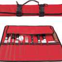 Knife Roll,Heavy Duty Knife Bag,Oxford Knife Case with 20 Slots for Knives & Kitchen Tools,Chef Knife Bag,Knife Roll Bag, Knife Pouch Wrap for Chefs Culinary Traveling (Red)