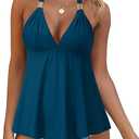 RXRXCOCO Women Halter Tankini Swimsuits Tummy Control Swimsuit Flowy V Neck Bathing Suits, size XXL
