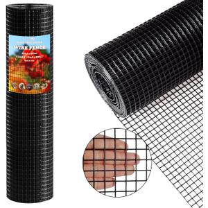 Thinkahead Black Steel 1/2 inch 48 X 100 ft 19 Gauge Vinyl PVC Coated Wire Mesh Roll Galvanized Hardware Cloth