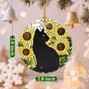 2 x Sunflower Black Cat Ornament, Christmas Ornaments, Christmas Tree Decorations, Holiday Decor, Cat Lover Gifts, Pet Gifts, Xmas Gift & Holiday Presents for Friends or Family