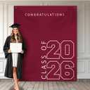 Class of 2026 Graduation Banner 5X6feet - Large CONGRATS GRAD Polyester Banner, Photo Backdrop & Wall Decor for Commencement Party Supplies, Marnoon and White Graduation Party Decorations for High School & College