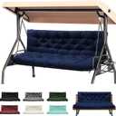 Porch Swing Cushions, Waterproof Swing Cushions Replacement with Backrest, Outdoor Swing Bench Cushions 2-3 Seater Replacement for Patio Furniture 60x40 (Navy)