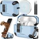 Inesore for AirPods Pro 3 Case (2025) with Phone Stand & Cleaning Kit,Compatible with Magsafe,Magnetic Automatic Lock Cover for AirPods Pro 3rd Generation (A-A-light blue)