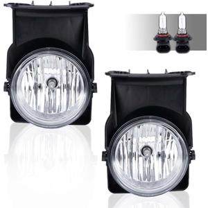 PIT66 Fog Lights, Compatible with 03-06 GMC Sierra 1500 2500 3500/07 GMC Sierra Classic(Not fit for Denali|C3 Models) Fog Lamp Assembly Left/Right Clear Lens + Wire Harness (Clear(Basic Style))