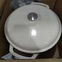 Amazon Basics Cast Iron Dutch Oven Pot with Lid, Enameled, Round, Dual Handles, Heavy-Duty, Large, 7.3-Quart, White