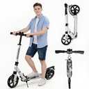 FREEDARE Kick Scooter for Kids & Adults Ages 8+, Foldable Teen Scooter with 2 Big 8-inch Wheels and 4-Level Adjustable Handlebar, Max Load 220 LBS