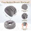 Suhine 16 Pcs Winter Beanie Hat Scarf Gloves Set Women Winter Knitted Hat Circle Scarves Touchscreen Gloves Earmuffs (Gray, Black, Dark Gray, Wine Red)