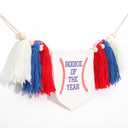 Rookie of the Year 1st Birthday High Chair Banner - Baseball Theme First Party Decoration, One Highchair Tassel Banner, Boy Photo Prop, Blue
