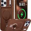CASEKOO Brown for iPhone 17 Pro Max Case with 360 Spin Magnetic Stand [Camera Protection] [18FT Military Grade Protection] [Fit for MagSafe] Shockproof Ring Grip Matte 6.9 Inch