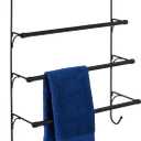 Amazon Basics Over-the-Door Towel Rack with Hooks, 19.3W x 6.6D x 24.8H inch, Black