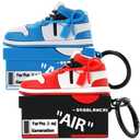 [2Pac] Compatible Airpods Pro 3 Case (2025),3D Cute Cartoon Shoe Box Soft Silicone Protective Cases for Apple AirPods Pro 3rd Generation Case,Airpod Pro 3 Cover with Keychain for Women Men,Red+Blue