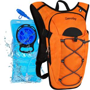 Zavothy Hydration Backpack with 2L Hydration Bladder Water Backpack for Hiking Hydration Pack for Running Cycling Hiking (Orange)