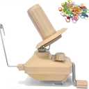Manual Yarn Winder, Khaki Wool Ball Winder for 3.5oz Yarn Cakes, Professional Spinner for Knitting & Crochet, 20pcs Free Marker Stitch Needle Clips