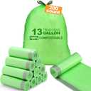 200 Count 13 Gallon Compostable Trash Bags with Drawstring Tall Kitchen Food Scrap Waste Bag Heavy Duty Extra Thick 1 Mil Tear Resistant for Lawn Yard Home Kitchen Office