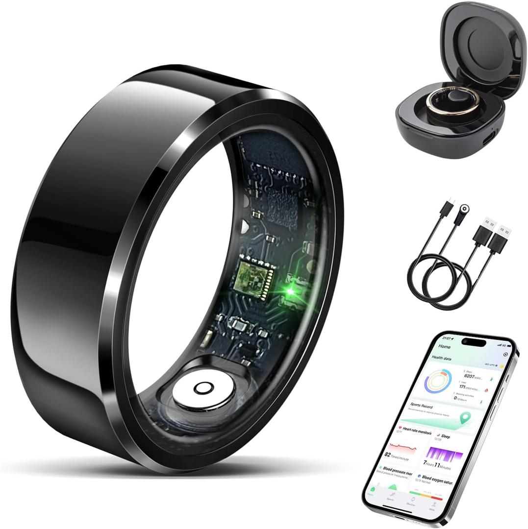 Smart Ring for Women Men-Wearable Fitness Tracker with Sleep Tracking Heart Rate Blood Oxygen Healthy Monitor Ring Activity Monitoring Steps Calories for Adult
