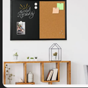 Magnetic Chalkboard Felt Bulletin Board Combination, 24"x18" Large Blackboard & Felt Cork Board Combo, Self-Adhesive Push Pins Vision Board for Home, School and Office