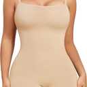 Nebility Shapewear Waist Trainer Bodysuits Women Clothing Tummy Control Seamless Full Body Shaper Square Neck Jumpsuits Top (Medium, Beige Mid-thigh)