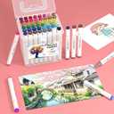 Alcohol Markers, 48 Colors Dual Tip Art Coloring Markers for Adult Coloring Books, Drawing, Sketching, Painting Supplies,Alcohol Based with Carrying Case (1 Count (Pack of 48), White)