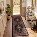 RELEANY Washable Area Rug, Runner 2'x5', Red/Black