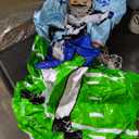 65” Inflatable Football Target Net Toss Game - Double-Sided Throwing Practice Football Stuff with Mini Balls - Backyard Tailgate Party Sports Toy for Kids & Adults, Red/Blue, 20"D x 24"W x 65"H