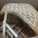 Wicker Baby Carriage for Baby Shower Vintage Wicker Stroller Woven Rattan Flower Basket Rustic Decorative Cart Storage with Handle for Floral Arrangement Wedding Photo Props(Wood Color,24 in)