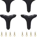 CozyCabin 4 Inch Furniture Legs Metal Feet, Legs for Furniture Set of 4, Black Modern Style Triangle Feet Replacement Dresser Legs for Cabinet Table Cupboard Sofa Ottoman Couch Chair