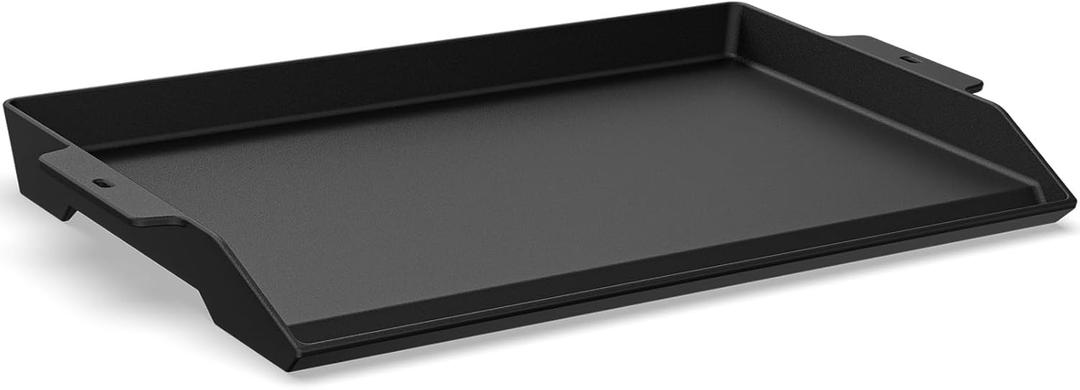 Updated Cast Iron Griddle for Gas Grill, 23" x 16" Large Matte Porcelain Enamel Griddle for Gas & Charcoal Grills, Universal Flat Top Plate with Extra High Sidewalls for Camping, Tailgating, Parties