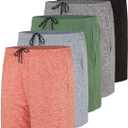 Real Essentials 5 Pack: Men's 5" Inseam Dry-Fit Running Workout Shorts - Pockets & Drawstring, S