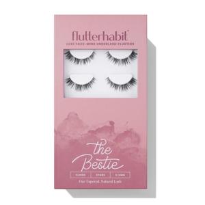 FlutterHabit The Bestie prepTECH Classic 6 Pair Underlash Extensions, 614mm Tapered Lash Clusters, Reusable Under Lash Eyelashes for At Home Application, Light Volume Cat Eye, Adhesive Required