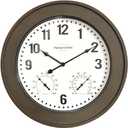 Presentime & Co. 20" Bradford Indoor/Outdoor Farmhouse Clock with Weather Station, Faux Barnwood Finish
