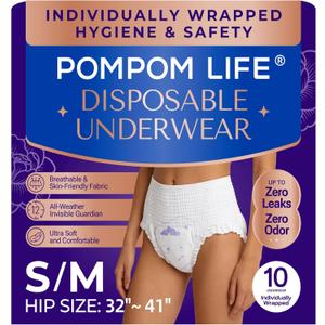 Individually Wrapped Disposable Incontinence Underwear for Women | Soft & Breathable Adult Diapers Women Large Overnight | Single-use Postpartum Underwear for Women Travel & Postpartum Essentials (Small/Medium)