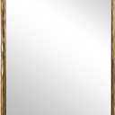 ANDY STAR Hand-Forged Gold Bathroom Mirrors for Wall, 30x40 Inch Vintage Solid Steel Metal Frame Bathroom Vanity Mirror, Antique Rounded Rectangle Wall Mirror, Hangs Horizontally or Vertically