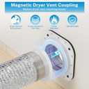 Hon&Guan Magnetic Dryer Vent Coupling Connector Kit DV180 Upgraded Inner Ring Design, 6-Ply 4" x 3ft Aluminum Foil Dryer Vent Hose for Tight Space, 2 Clamps (White)