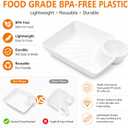 20 Pack Chips and Dip Serving Plates, White Reusable Divided Snack Trays with Sauce Compartment, Plastic Appetizer Dishes for Salsa, Sushi, Dumplings, Tacos, Fruit, Charcuterie and Party Serving, Medium