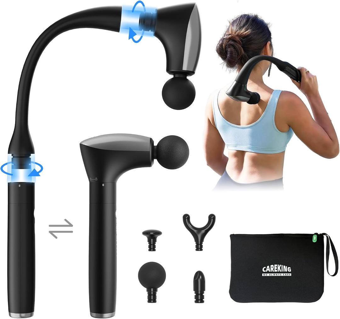 2-in-1 Detachable Muscle Massage Gun Deep Tissue with 20'' Extension Handle, Back and Neck Massager for Pain Relief, Handheld Massager for Shoulder Lower Back Leg Waist, FSA-HSA Eligible