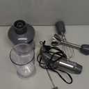Batidora de mano Mueller Austria, Smart Stick 800W, 12 velocidades y modo Turbo, 3 en 1, cuchillas de acero de titanio, mango Comfygrip con batidora, picadora/molinillo con vaso de precipitacin y vaso medidor (Gris)