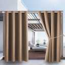Waterproof Outdoor Curtain W52 x L84 - Grommet Top Sunlight Blocking Window Treatment Drapes Blackout Curtains for Home Bedroom Living Room Outdoor Patio Porch Pergola (Camel Brown, 2 Panels)