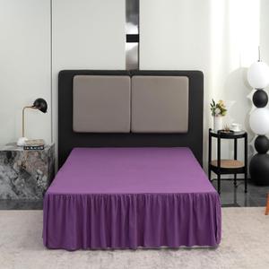 Bed Skirt King Size Ruffled Bed Skirt with Split Corners, 12 Inch Drop Dust Ruffle Bed Skirts with Platform, Grape