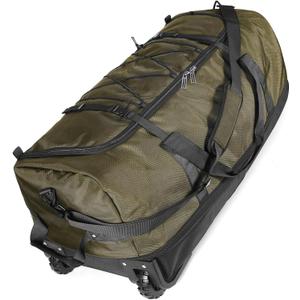 110L Expandable to 140L 32 Foldable Oxford Soft-Sided Rolling Duffle Bag with 2 Heavy-Duty Wheels,3 Large Compartments,Adjustable Shoulder Strap and Attached Organizer Pouch,Green