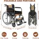 AYIYUN Transport Wheelchair Lightweight Foldable,Wheelchairs for Adults,18” Seat Width and Swing-Away Footrests,Portable Compact Folding Travel Wheelchair for Senior,Support 264lb