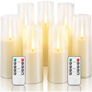 Homemory Ivory Flameless LED Candles with Remote Control & Timer, Battery Operated, Modern Design, Set of 7 for Home Decor, Wedding, or Events (White)