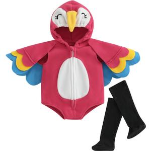Baby Halloween Costumes Bee/Pumpkin/Ghost Costume Zipper Hooded Sleeveless Romper Stockings Infant Halloween Clothes (6-12 Months, Bird)