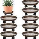 8 Packs Plant Caddy With Wheels 12" Plastic Rolling Stands Heavy-Duty Dolly With Casters Indoor and Outdoor Roller Base Large Heavy Pot Saucers Plant Mover, Brown