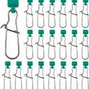 Sinker Slides Stainless Steel Fishing Line Clips with Dou Lock Snaps, 10/30/50pcs Fishing Sliders for Weight Floats Catfish Rig Connector Catfishing Tackle