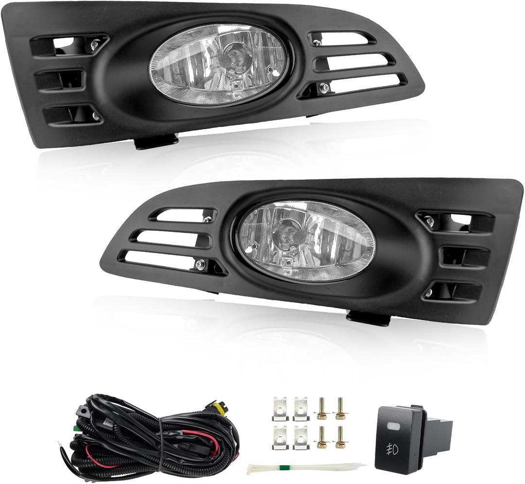 Fog Lights for 2003 2004 2005 Accord 2DR Clear Fog Light Kit with Wiring Harness& Switch Driving Bumper Light