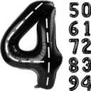 3 x Race Car 4 Balloon, Number Balloons 40 Inch, 4th Black Party Decorations, Racecar Birthday Decorations Four Large Numbers for Party Decor, Number 4 Balloon