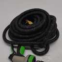 PowerFlow Garden Hose, NON-EXPANDABLE 50 Feet Premium Quality Stainless Steel Metal Water Hose with Durable Fabric Skin, Hose For Commercial, Residential Use, Bonus 10-way Spray Nozzle (50 Ft, Black)