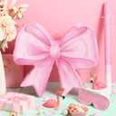 Threan Bow Piata Bow Party Piata with Bat Stick Blindfold Mask Conquette Birthday Centerpieces Decorations for Bridal Shower Wedding Anniversary Engagement Supplies(Pink)